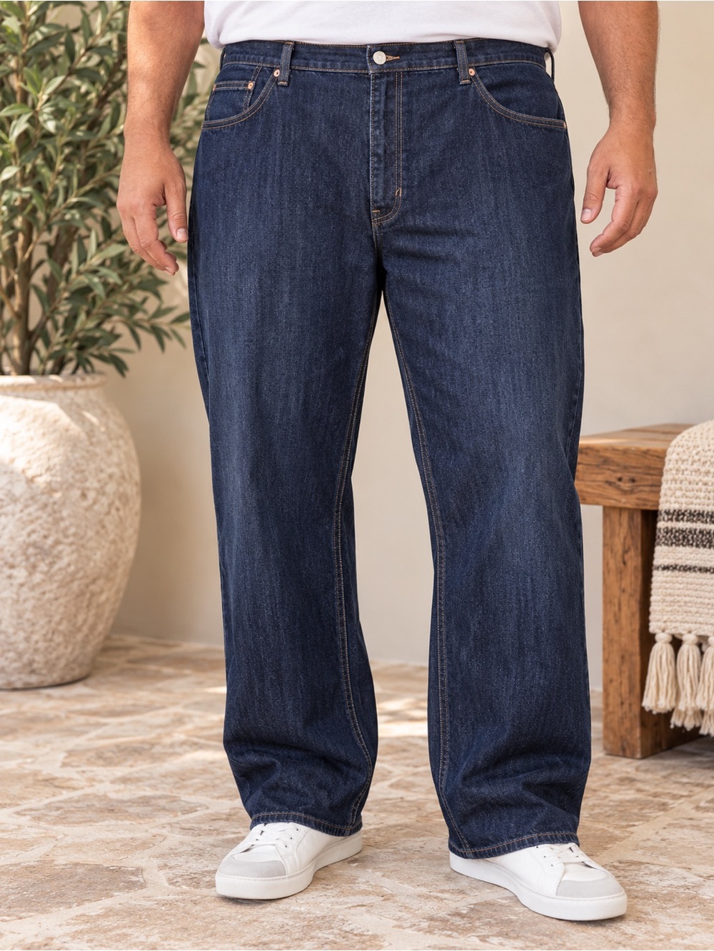 DXL True Nation Men’s 54x32 Dark Wash Stretch Straight Leg Jeans Big Tall #896